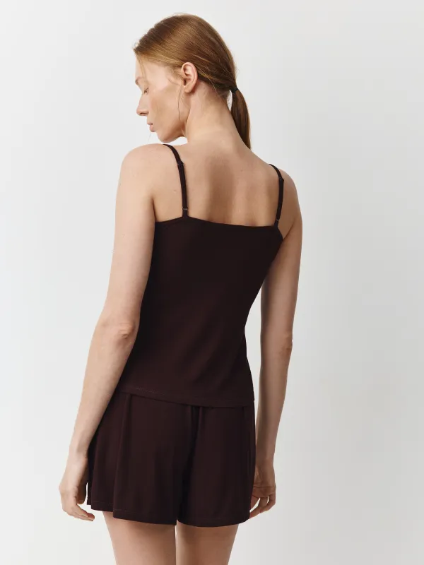 Әйелдерге арналған топ, үйге арналған, өлшемі S, белдіктері бар, бамбук/эластан К, қоңыр, Elodie, image-3