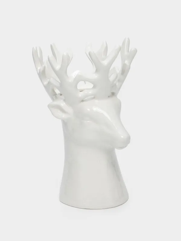 Гүл вазасы, 21 см, сәндік, керамика, ақ, Бұғы, Forest deers, image-1