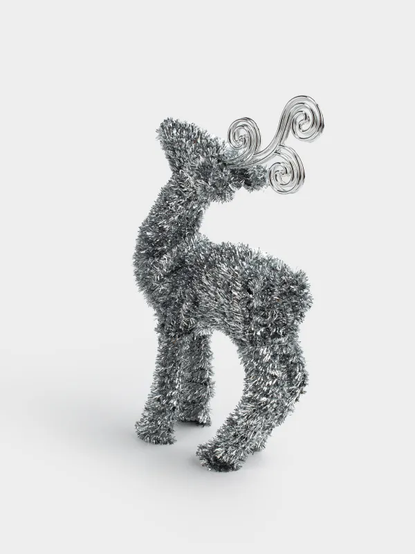 Статуэтка, 42 см, мишура/пластик, серебристая, Олень, Tinsel decor, image-3