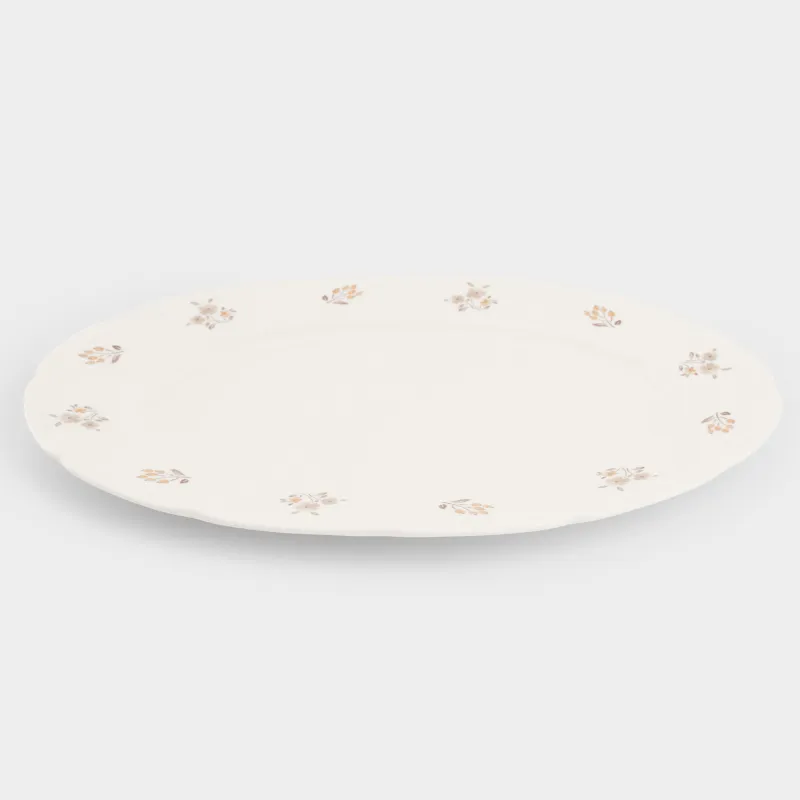 Ыдыс, 30х21 см, Фарфор N, ақ, сопақ, ескірген гүлдер, La flore