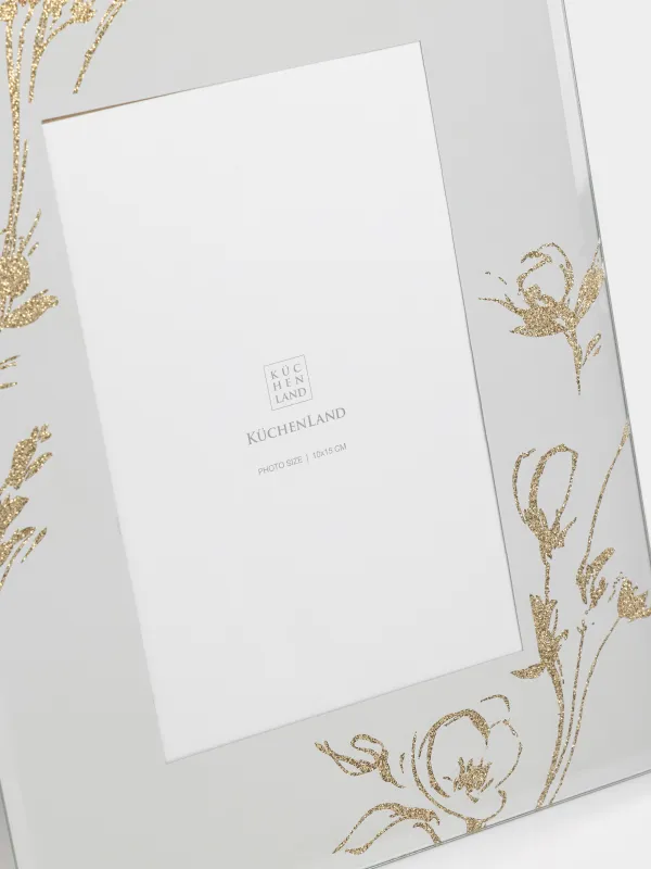 Фоторамка, 17x22 см, стекло, Золотистые цветы, Glossy, image-3