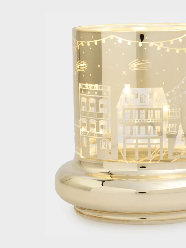 Сәндік шам, 10 см, шыны/пластик, шампан, Үйлер, Golden style, image-1