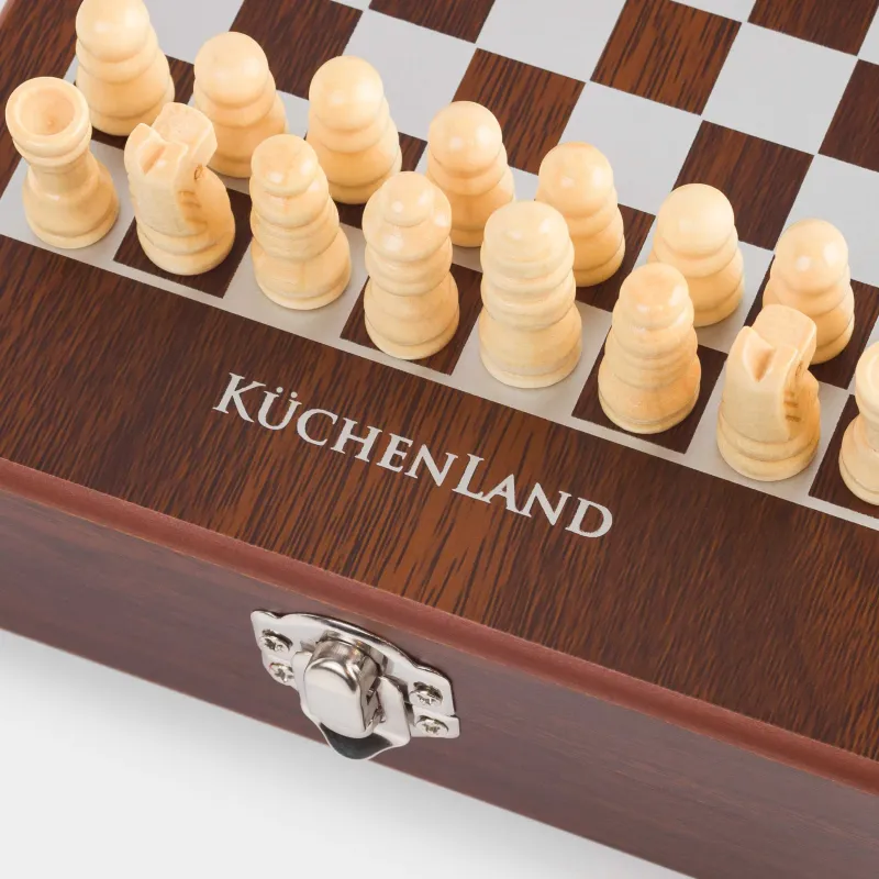 Үстел ойындарының жиынтығы, 17х15 см, карталар/сүйектер/шахмат, ағаш/пластик, Sabal, image-3