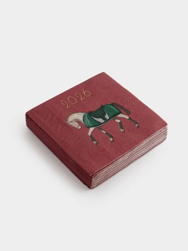 Қағаз майлықтар, 21х21 см, 20 дана, төртбұрышты, ақ, Жылқы, Warhorse, image-1