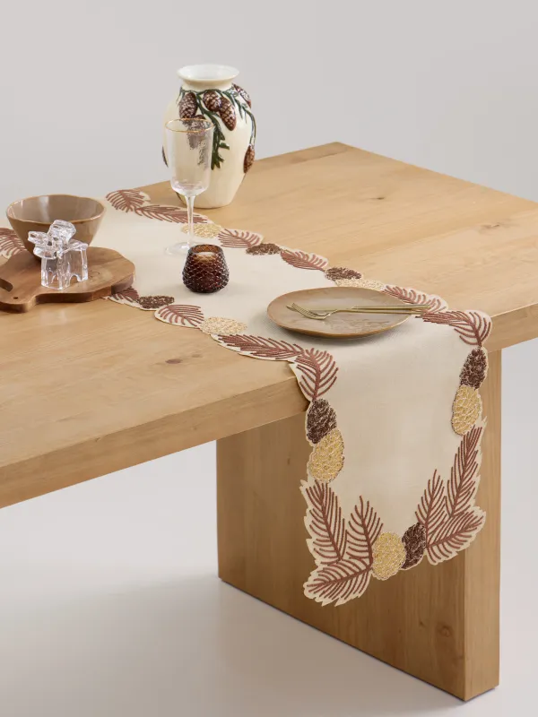 Үстел төсеніші, 40х160 см, полиэстер, сарғылт-қоңыр, Бұтақтардағы шырша бүршіктері, Conifers, image-5