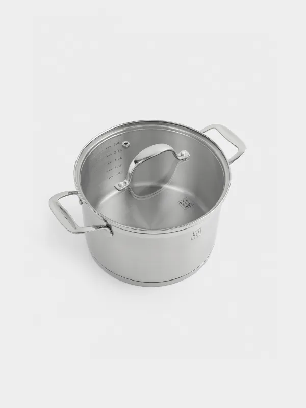 Кәстрөл, 20 см, 3,8 л, қақпағы бар, Silver Stone, image-1