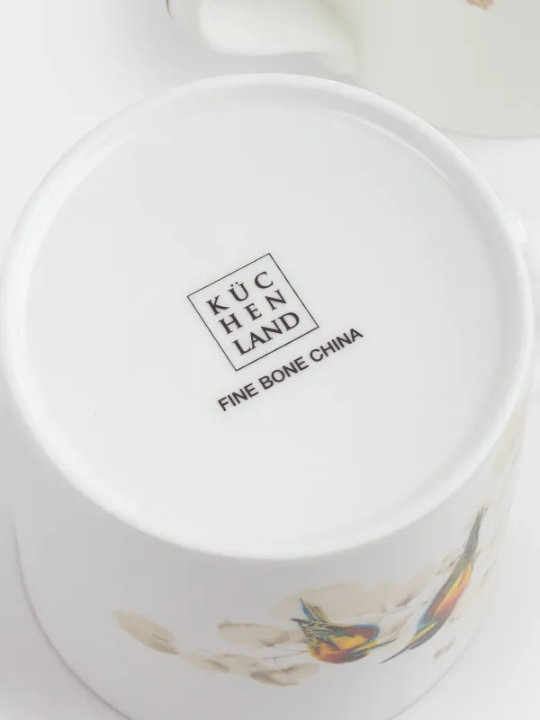 Саптыаяқ, 380 мл, 2 дана, фарфор F, алтын жиектері бар, Кемпірқосақ ара жегіштері мен шымшықтар, Paradise bird, image-4