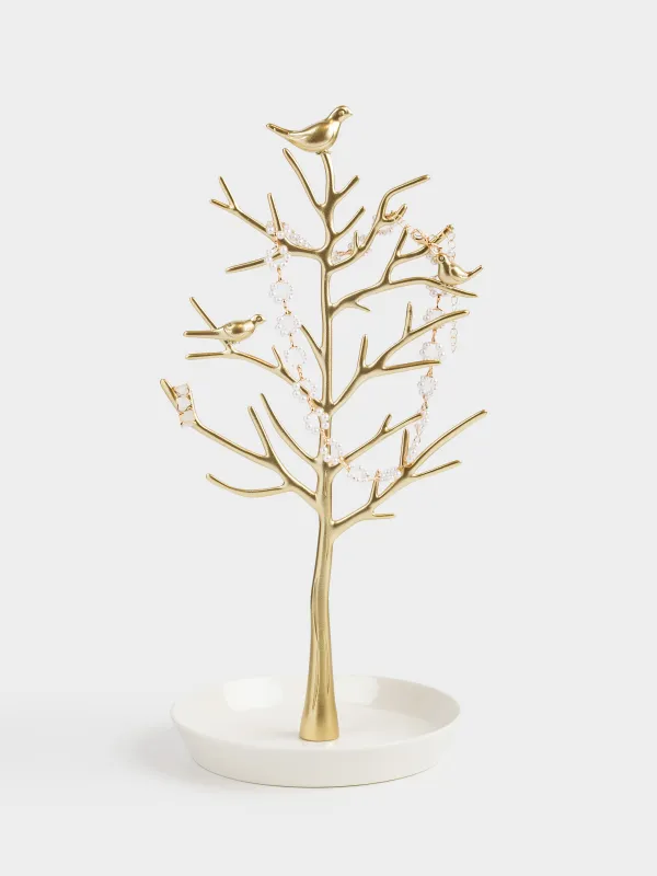 Зергерлік бұйымдар ұстағышы, 30 см, металл, алтын, Құстары бар ағаш, Magic tree, image-5