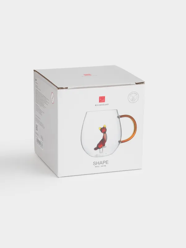 Кружка, 440 мл, стекло Б, янтарная ручка, Лиса, Shape, image-4