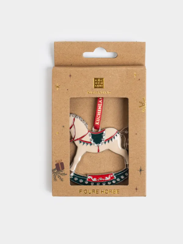 Игрушка елочная, 8 см, металл/стразы, коричневая, Лошадка-качалка, Figure horse, image-3
