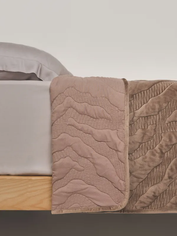 Покрывало, 220х240 см, стеганое, вельвет/микрофибра, коричневое, Stitch velvet, image-2