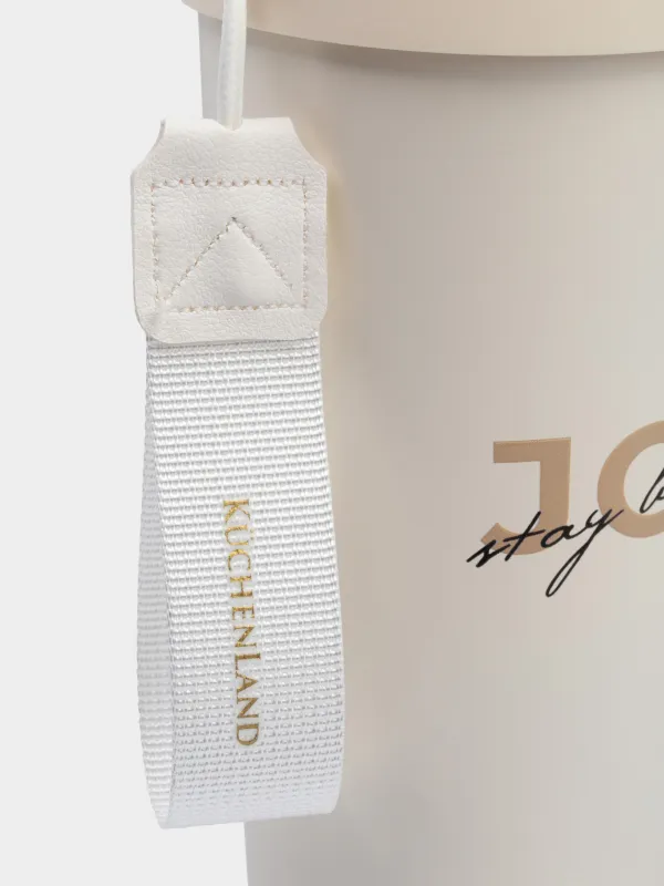 Термо саптыаяқ, 500 мл, клапан/түтік, бауы бар, болат/пластик, сарғылт-қоңыр-алтын, Ballad, image-3