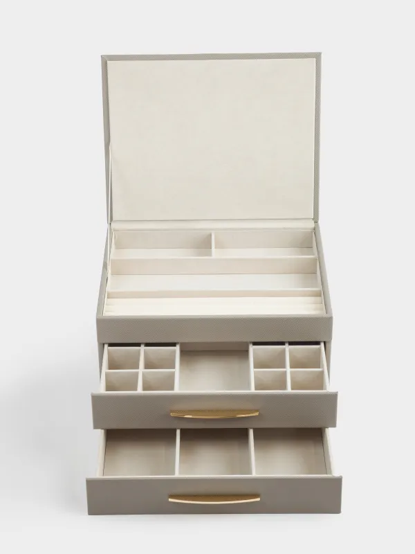 Зергерлік қорап, 27х14 см, жасанды былғары/МДФ, сұр, Premiere, image-8