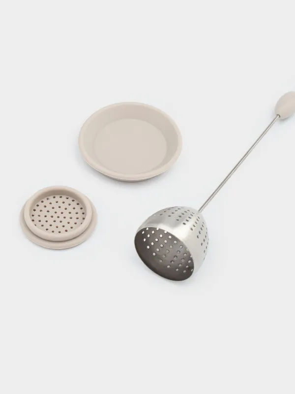 Сито для заваривания чая, 18 см, сталь/силикон, серебристо-бежевое, Метеор, Meteor, image-5
