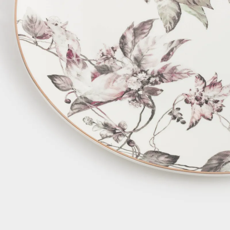 Тарелка обеденная, 28 см, фарфор N, белая, с золотистым кантом, Цветущий сад, Noir flower, image-4