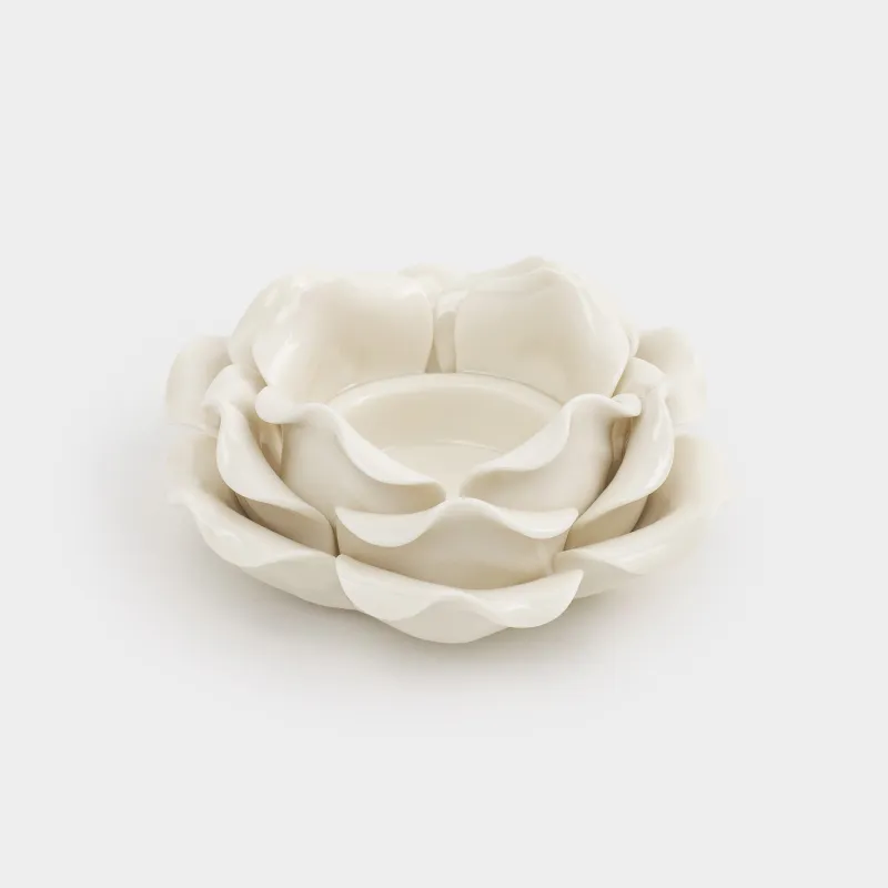 Подсвечник, 9 см, для чайной свечи, фарфор P, молочный, Роза, Rose, image-0