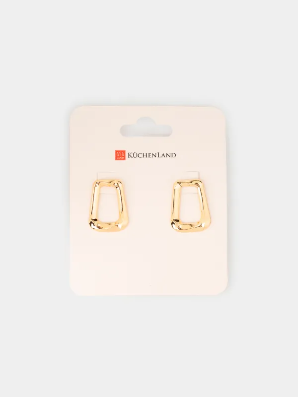 Серьги-пусеты, 3 см, 2 шт, металл, золотистые, Геометрия, Jewelry, image-2