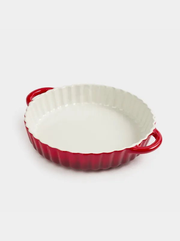 Пісіруге арналған ыдыс, 25 см, керамика, дөңгелек, қою қызыл, Cakes gradient, image-4