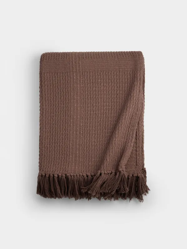 Жамылғы, 130x170 см, шашағы бар, мақта/люрекс, қоңыр, Тор, Strike, image-0