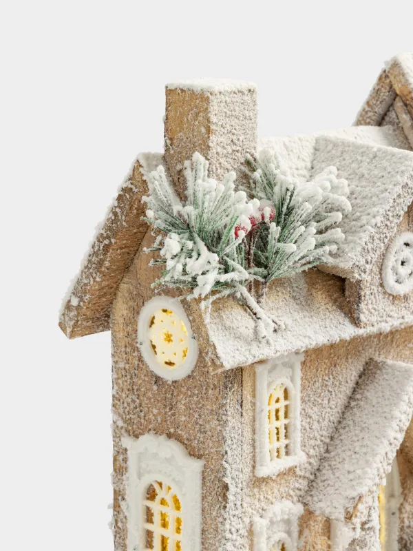 Мүсінше, жарықтандырылған, 32 см, ағаш/пластик, Қар басқан үй, Touch winter, image-1