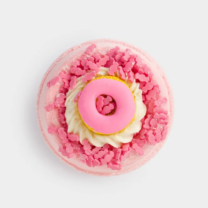 Ваннаға арналған бомба, 130 гр, ойыншығы бар, қызғылт, Құлпынай йогурты, Пончик, Food spa