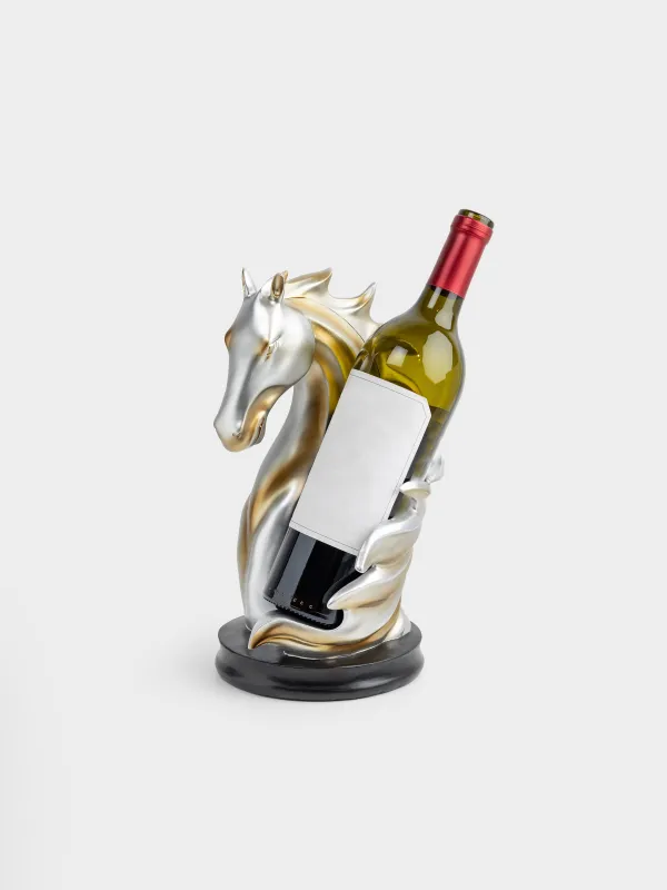 Бөтелке тұғыры, 14х25 см, полирезин, алтын-қара, Жылқы, Horse color, image-3