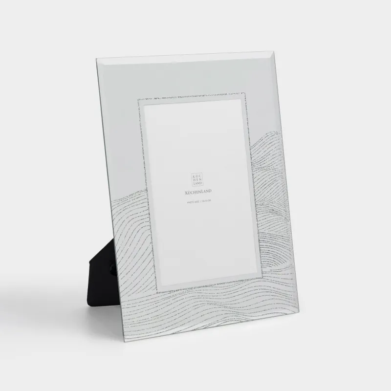 Фото жиектеме, 17х22 см, шыны, күміс, Толқынды сызықтар, Actress