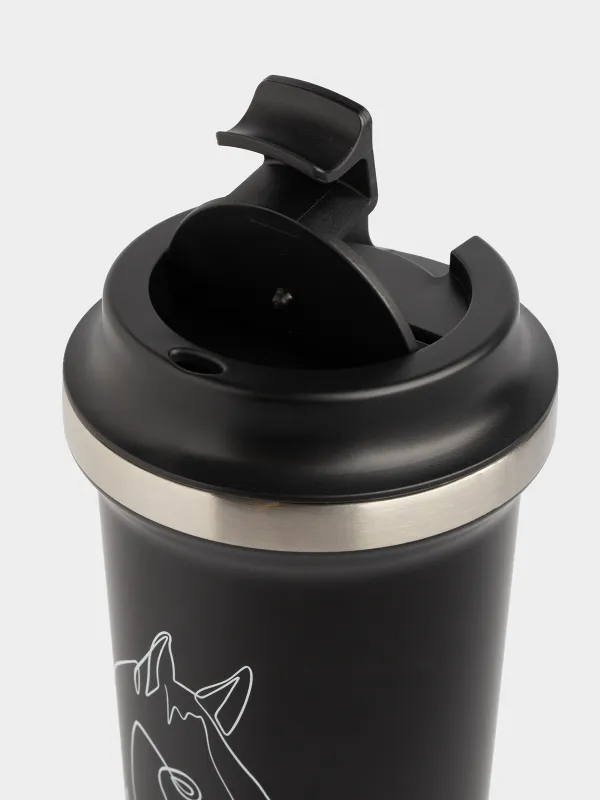 Термокружка, 450 мл, сталь/пластик, черная, Конь, Coffee time, image-2