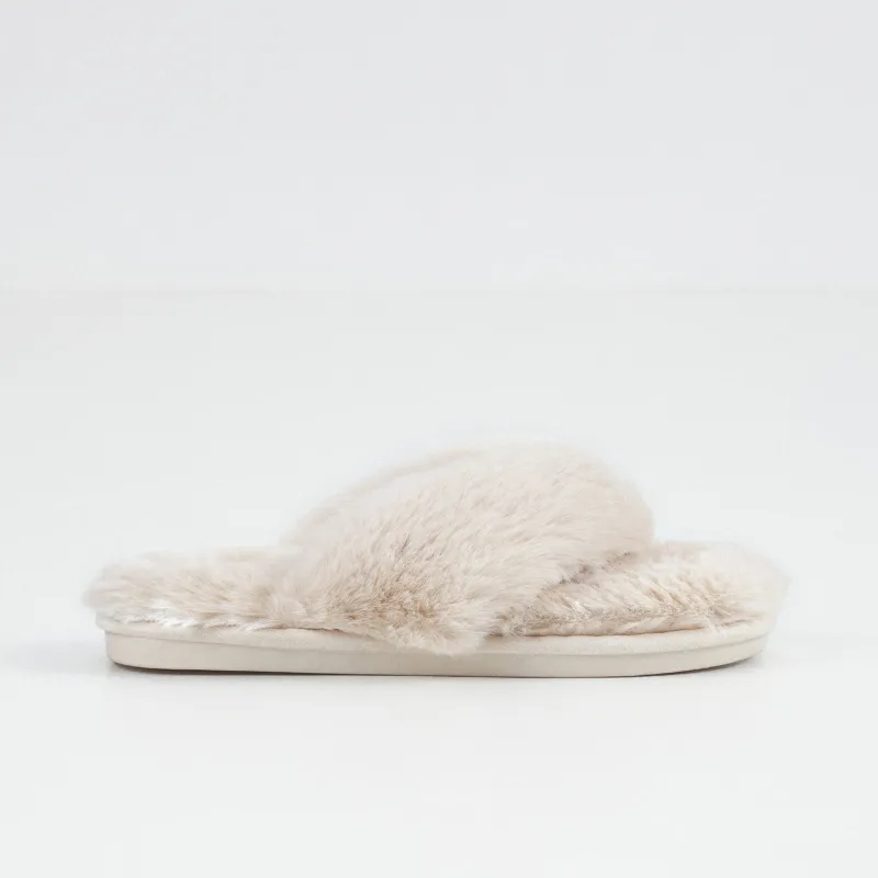 Әйелдер тәпішкелері, үйге арналған, өлшемі 36-37, саусақ арасы, жасанды үлбір, сүт түстес, Bushy