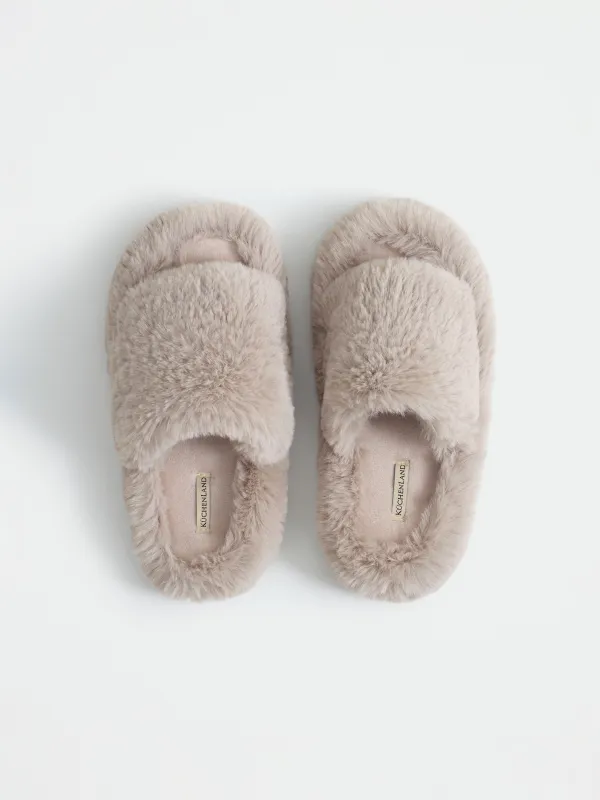 Әйелдер тәпішкелері, үйге арналған, өлшемі 36-37, жасанды үлбір, қоңыр, Bushy, image-1