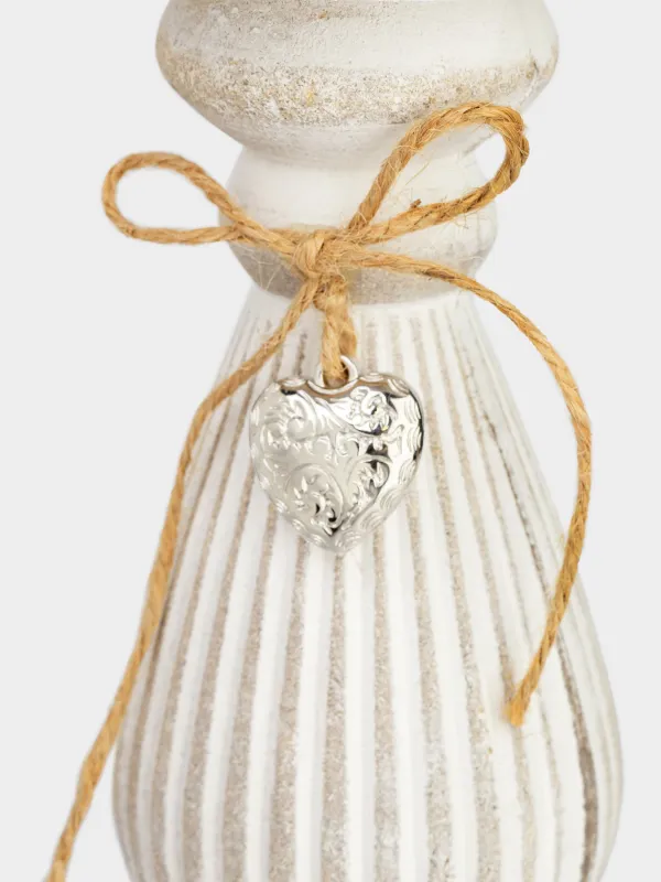 Подсвечник, 26 см, на ножке, дерево, белый, Ethno, image-3