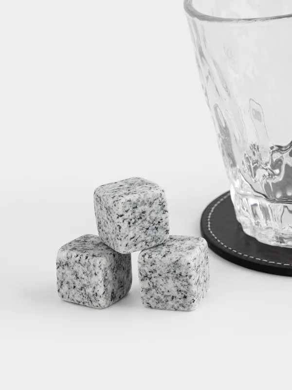 Набор для виски, 1 перс, 5 пр, в коробке, стакан/кубики/подставка, стекло/гранит/экокожа, Bar, image-1