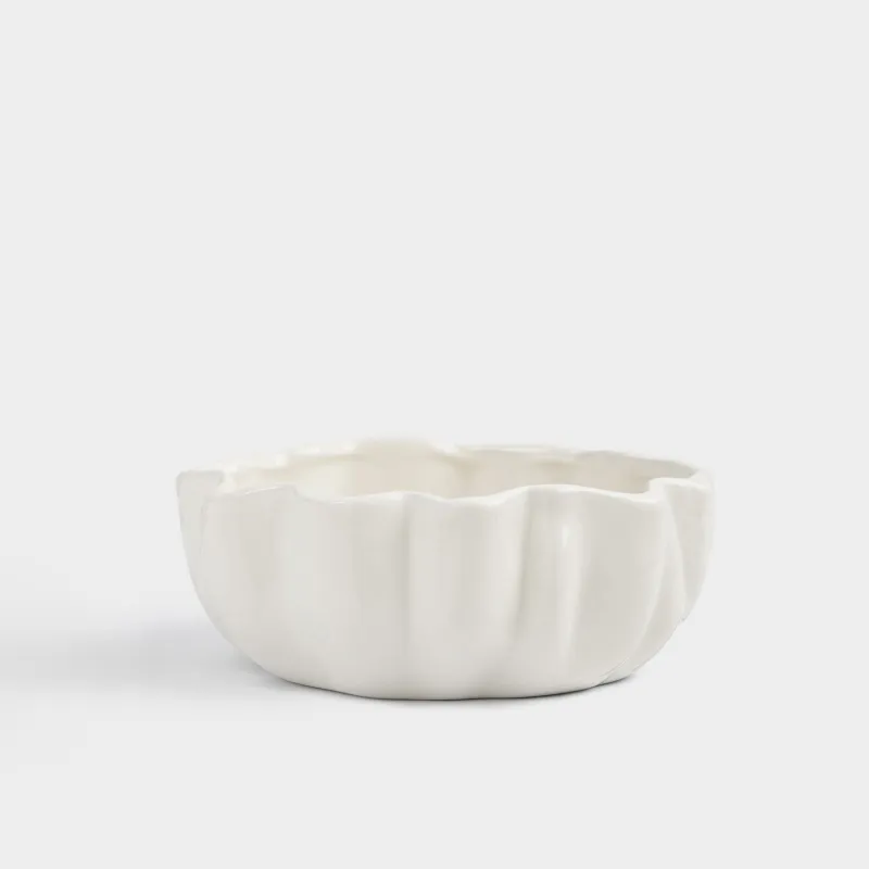 Пиала, 14х6 см, 450 мл, керамика D, молочная, Волнистый край, Crumple
