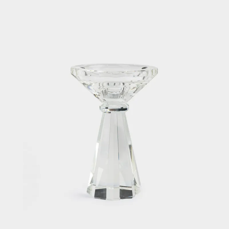 Шам ұстағыш, 15 см, цилиндрлік/жіңішке шамға арналған, аяқты, хрусталь шыны, Lux crystal