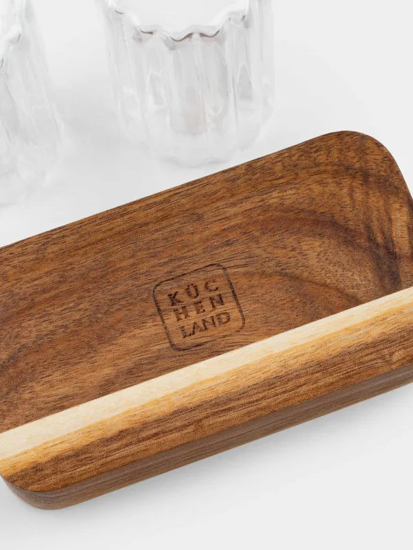 Тұз бен бұрышқа арналған жиынтық, 8 см, тұғырда, шыны Р/ағаш, Ribby wood, image-4