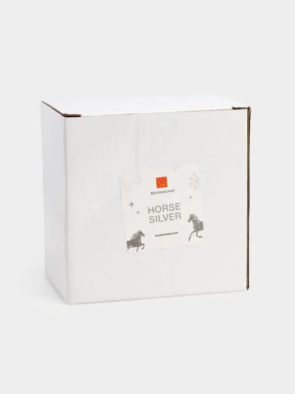 Копилка, 12 см, фарфор P, серебристая, Конь, Horse silver, image-5