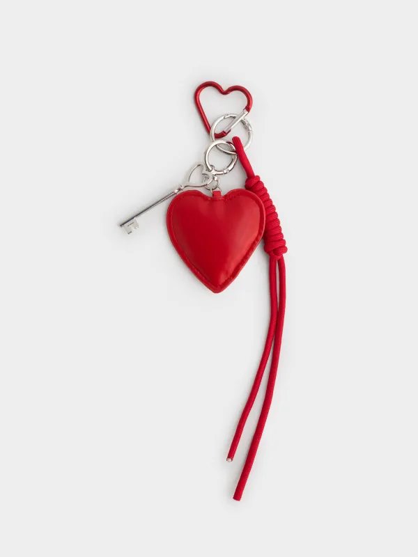 Салпыншақ, 8 см, полиэстер/полиуретан/металл, қызыл, Жүрек, Keychain heart, image-0