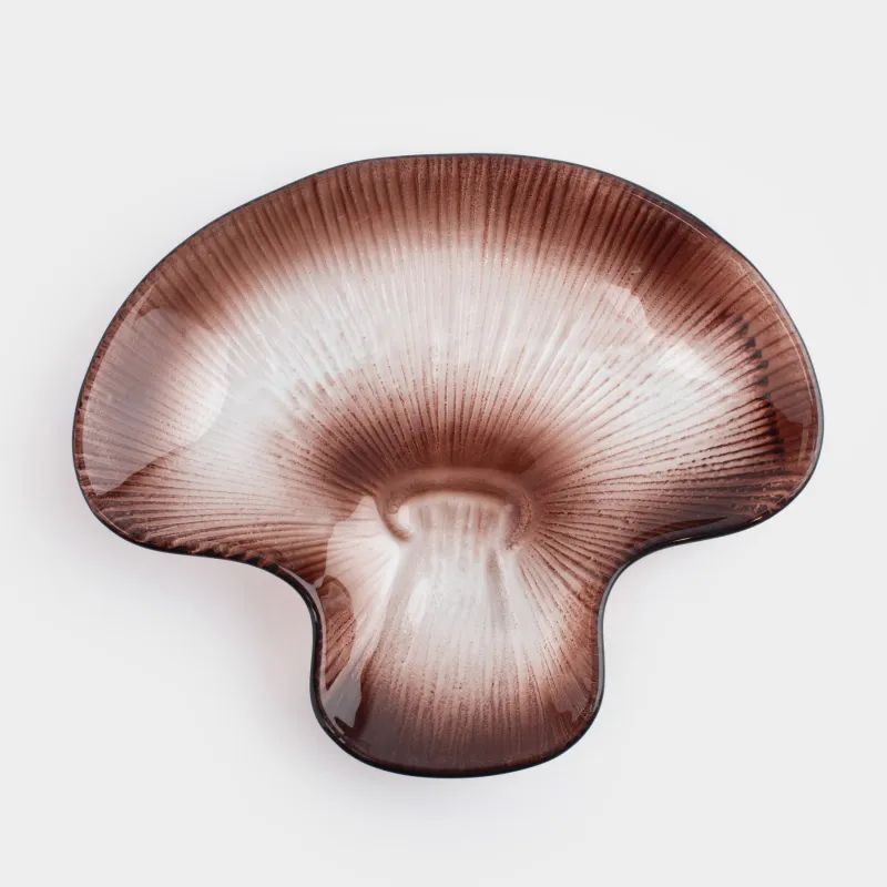 Блюдо декоративное, 20х17х3 см, стекло, коричневое, Гриб, Fungi