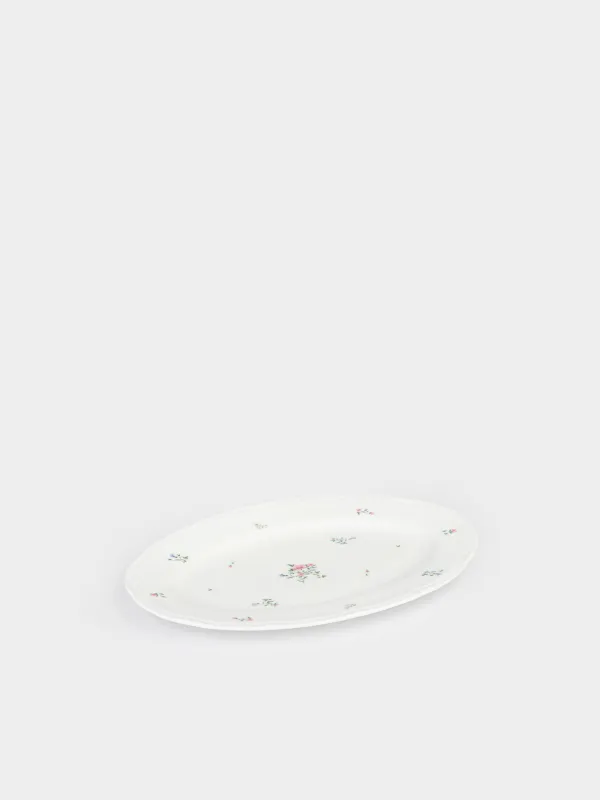 Блюдо, 30х21 см, фарфор N, овальное, белое, Нежные цветы, El floria, image-0