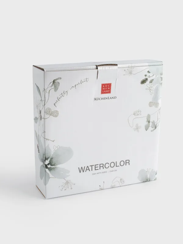 Блюдо, 23х6 см, с бортами, Серые цветы, Watercolor, image-7