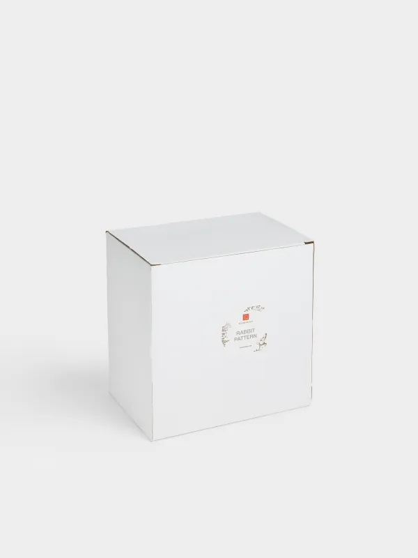 Кәмпит ыдысы, 18х18 см, 420 мл, керамика, сүт түстес, Гүлдері бар қоян, Rabbit pattern, image-4