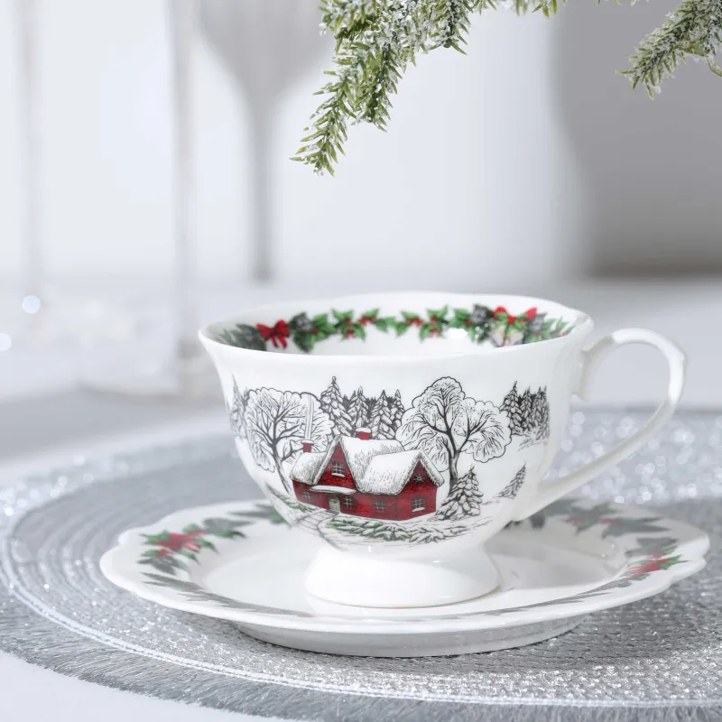 Пара чайная, 1 перс, 2 пр, 200 мл, фарфор N, белая, Дом в лесу, Forest house, image-5