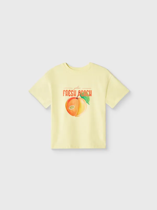 Балалар футболкасы, 122 см, қыздарға арналған, мақта, сары, Шабдалы, Otilia, image-4