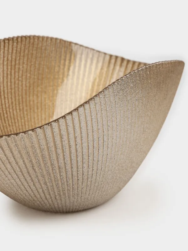 Жеміс вазасы, 27х12 см, шыны Р, алтын түстес, Ribby color, image-3