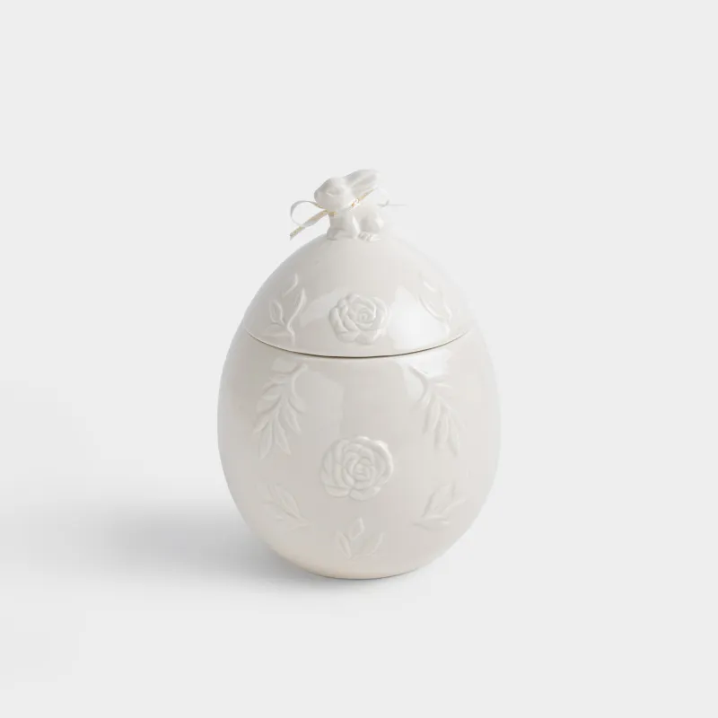 Сақтау ыдысы, 14х20 см, 1,2 л, керамика, сүт түстес, Гүлдері бар қоян, Rabbit pattern