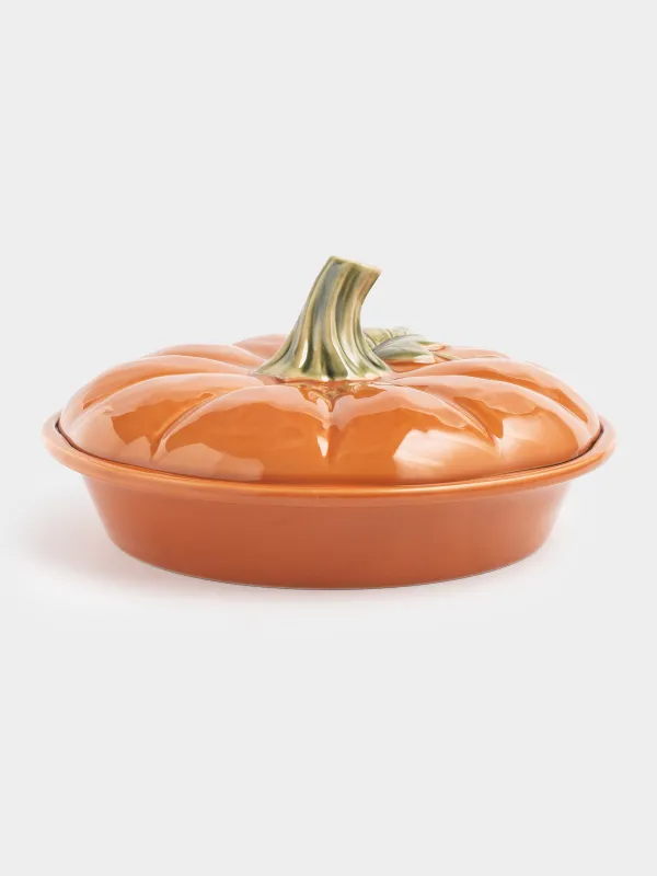 Форма для запекания, 27х13 см, 1,2 л, с крышкой, керамика, оранжевая, Тыква, Forest symphony, image-0