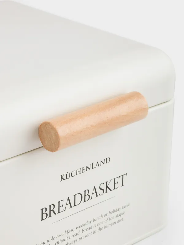 Нан қорабы, 20х20х14 см, металл/ағаш, шаршы, сүт, Breadbasket, Course, image-3