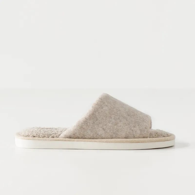 Тапочки женские, домашние, флис/фетр, песочные, Curled