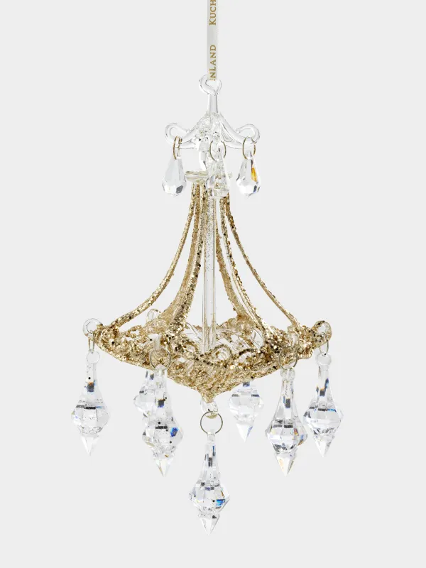 Игрушка елочная, 20 см, стекло, шампань, Люстра, Figure sparkle, image-0