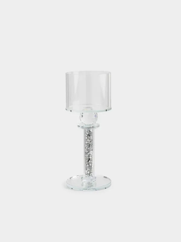 Шам ұстағыш, 25 см, цилиндрлік шамға арналған, аяқты, кристалды шыны/шайыр, Lux crystal, image-0